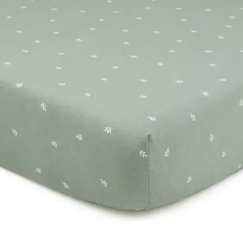 4Baby Fitted Sheet Cot Foliage Sage | Baby Bunting AU