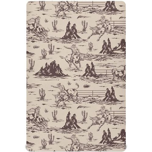 Western American Cowboy Crib Sheets Soft Breathable Fitted Baby Crib Sheets Mattress Cover for Girl Boys, 52" x 28" x 9"