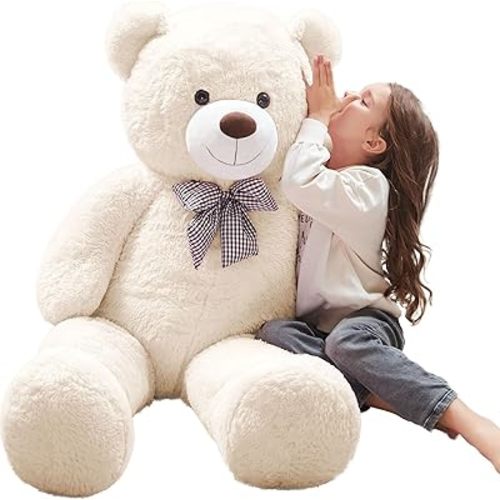 MorisMos Bow Tie Giant Teddy Bear 4 Feet, 47inch Stuffed Animal Big Teddy Bear Plush, Classic Girlfriend Boyfriend Gift, White