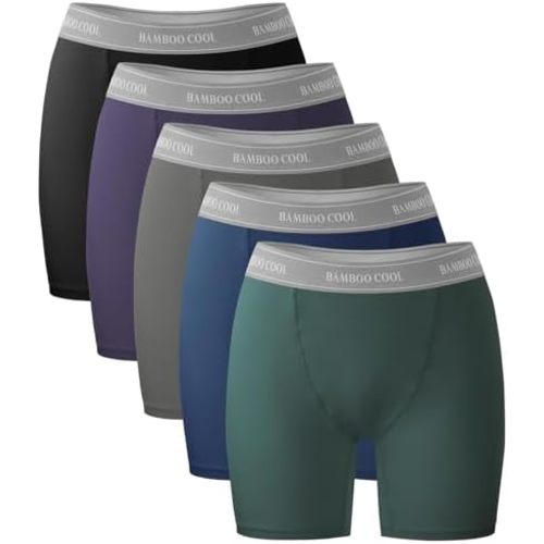 BAMBOO COOL Womens Boxer Briefs Boy Shorts Underwear Soft Stretch Panties for Women, 5-Pack