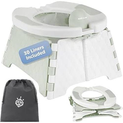 Jool Baby Portable Potty Training Chair with Travel Bag and 30 Liners, Foldable, Indoor/Outdoor Use, Camping (Sage)