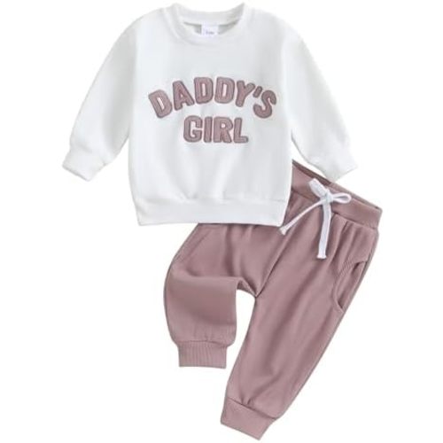 Toddler Baby Girl Clothes Daddys Girl Long Sleeve Pullover Sweatshirt Stretch Jogger Pants Infant Fall Winter Outfit
