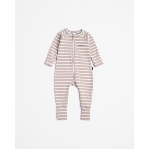 Bonds Baby Stripe Zip Wondersuit Coverall - Neutral/White Stripe
