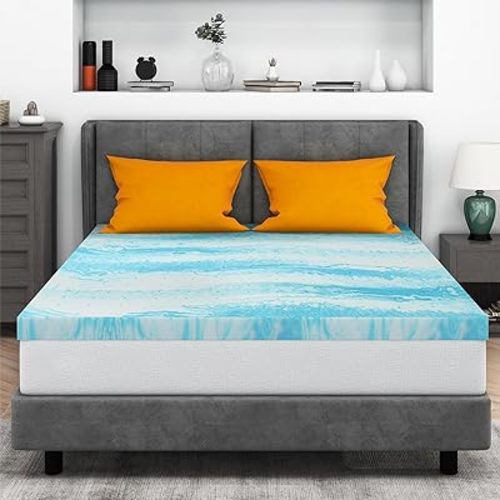 Mattress Topper Queen, 3 Inch Gel Memory Foam Bed Topper for Queen Size Bed, CertiPUR-US Certified, Blue