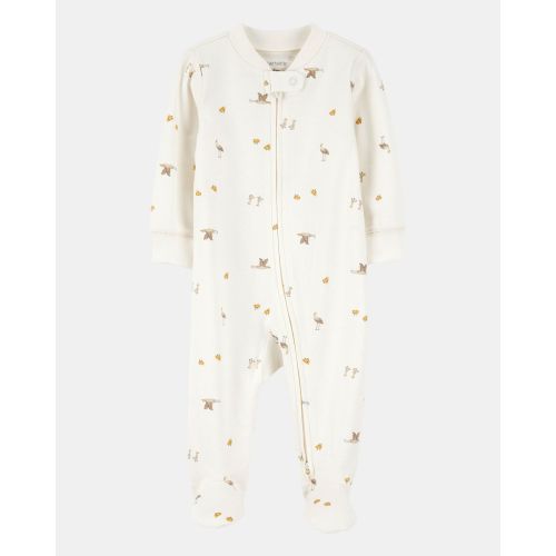 Mini Bird Print 2-Way Zip Cotton Sleep & Play Pajamas - Carter's | Carter's