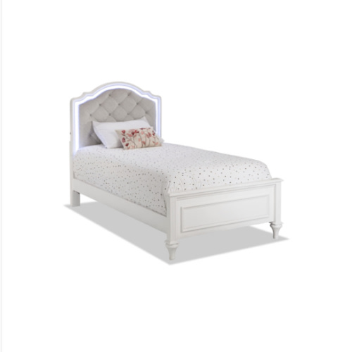 Madelyn Twin White Upholstered Panel Bed | Bob's Discount Furniture & Mattress Store
