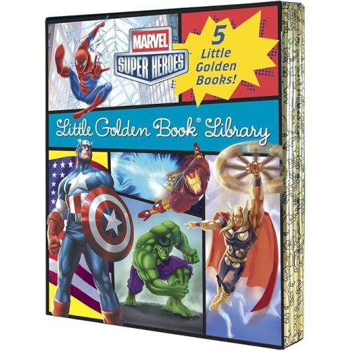 Marvel Super Heroes Little Golden Book Library: 5-Book Boxed Set: Spider-Man, Hulk, Iron Man, Captain America, The Avengers Hardcover – Picture Book, July 23, 2013