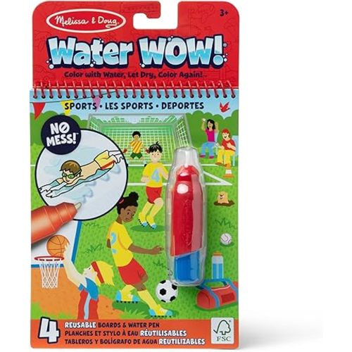 Melissa & Doug On The Go Water Wow! Reusable Water-Reveal Coloring Activity Pad – Sports