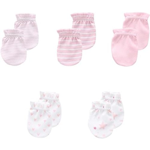 5 Pack Unisex New Born Boy Girls No Scratch Mittens Cotton Soft Baby Gloves Accessory 0-3 Months Baby Essentials