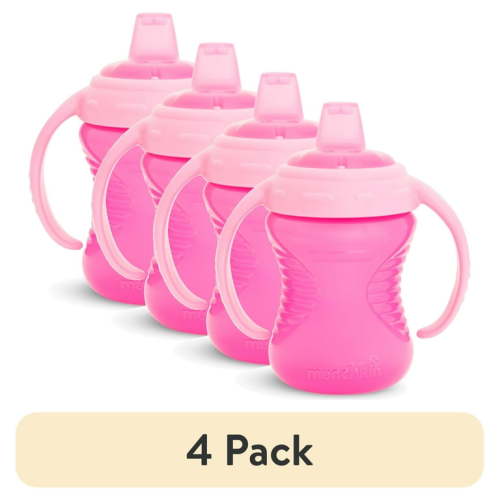 (4 pack) Munchkin® Mighty Grip® Trainer Sippy Cup, 8 oz, Pink, Unisex
