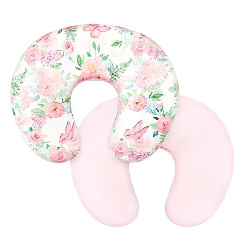 Nursing Pillow Cover 1 Pack, Removable Nursing Pillow Cover for Breastfeeding Pillows, Super Soft Comfortable Slipcover for Boy and Girls, Pink & Flowers