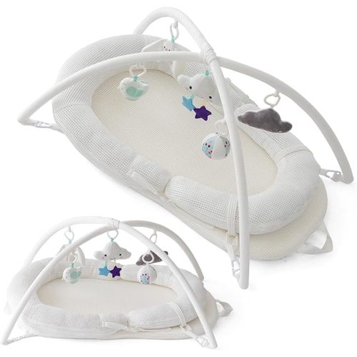 4-in-1 Baby Lounger, Made with Organic Meterial, Tummy Time Mat, Baby Play Mat, Sit Up Chair – Newborn Pillow, Baby Lounger Pillow, Baby Seats for Sitting Up, Infant Floor Seats & Loungers