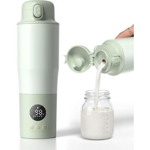 Portable Bottle Warmer for Travel – 3.94” Wide Mouth for Easy Cleanup, Dual Modes for Breast Milk & Water, Precise Temp & Long Battery Life, Ideal Baby Essentials for New Moms & Outdoor Use
