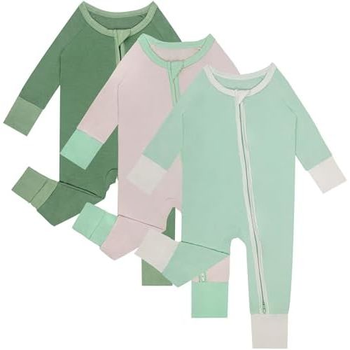 Rayon of Bamboo Pajamas Rompers 2 Way Zipper Long Sleeve Footless Rompers