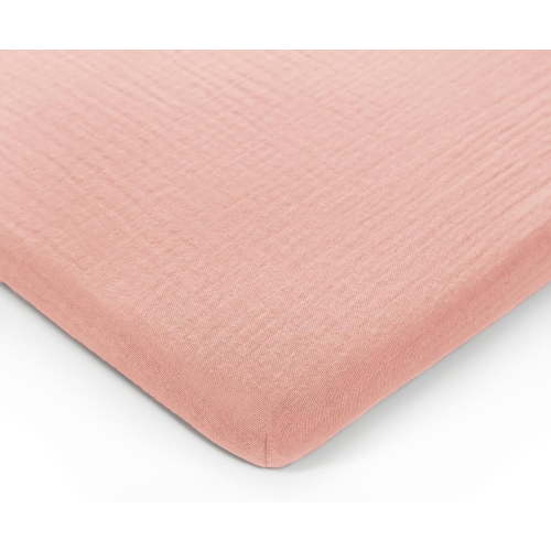 Comfy Cubs Muslin Fitted Bassinet Crib Sheet, Extra Soft 100% Muslin Cotton Bassinet Sheets (Lace Pink)