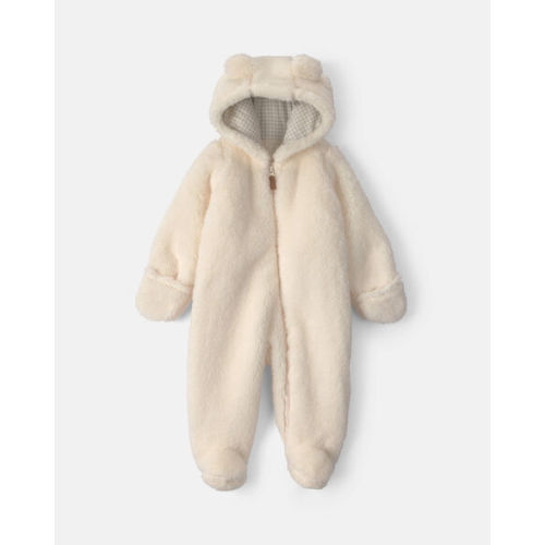 Baby Bear Teddy Fleece Long-Sleeve Jumpsuit - Cream | Carter's