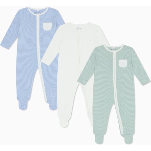 Stripe Two Way Zip-Up Sleepsuit 3 Pack, Multi - MORI Sleepwear | Maisonette