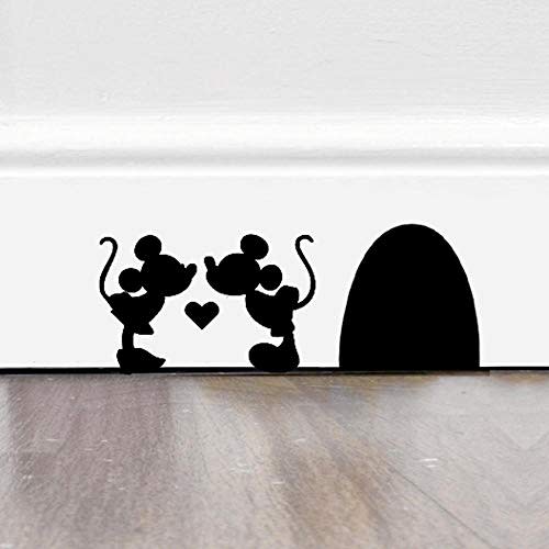 Ewdsqs Mouse Hole Decals - Jaq and Gus Mice with Heart Sticker Cartoon Cute Mouse Holes Wall Decals