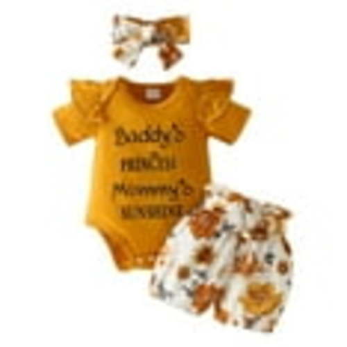 Sopiago Baby Girl Summer Clothes Girl Outfits Romper Shorts Set Cute Baby Clothes Girl Orange,3-6 Months