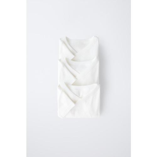 THREE-PACK OF BASIC SHORT SLEEVE KIMONO COLLAR BODYSUITS - Oyster-white | ZARA United States
