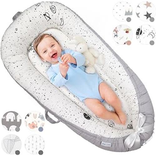 Baby Lounger for Newborn Cover - Newborn Lounger for 0-12 Months, Breathable & Portable Infant Lounger - Adjustable Cotton Soft Baby Floor Seat for Travel, Newborn Essentials - WIDE UNIVERSE