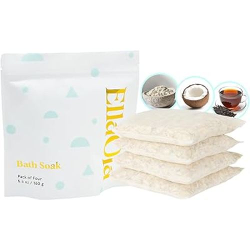 ELLAOLA Oatmeal Bath Soak for Babies Kids & Adults - Baby Bath Tea Soaks Made with Prebiotics to Relieve Dry, Itchy, Eczema Prone Skin While Gently Cleansing, Fragrance Free I 4 Bath Tea Soaks