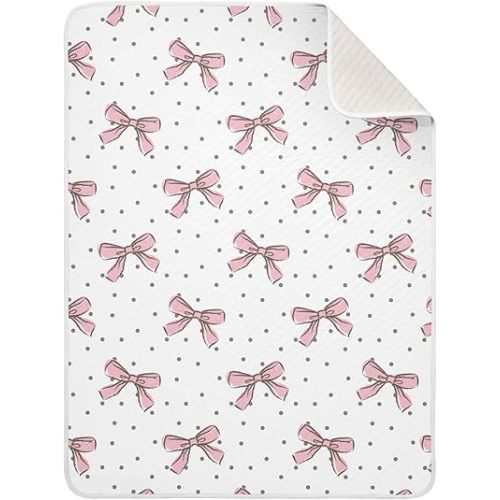 Swaddle Blanket for Bow Baby Pink Baby Receiving Blanket Muslin Baby Swaddles Soft Cotton Breathable Nursery Blankets for Unisex Boys and Girls 30x40 Inch