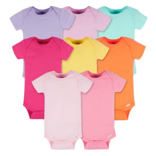 Onesies Brand Baby Neutral Short Sleeve Onesies Bodysuits, Pastel Rainbow, 0-3 months, 8-Pack