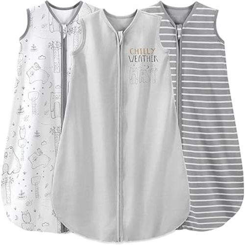Yoofoss Baby Sleep Sack 6-12 Months Baby Wearable Blanket 100% Organic Cotton 2-Way Zipper Toddler Sleeping Sack, 3 Pack Soft Lightweight Sleep Sacks for Babies