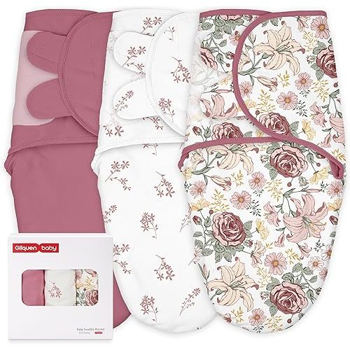 GLLQUEN BABY Swaddles for Newborns Organic Cotton, Soft Baby Girl Swaddles 0-3 Months, Womb-Like Sleep Sack Wrap Nursery Swaddling Blankets Flower