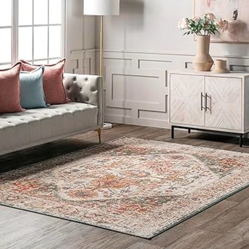 nuLOOM Justine Vintage Medallion Area Rug, 8x10, Beige