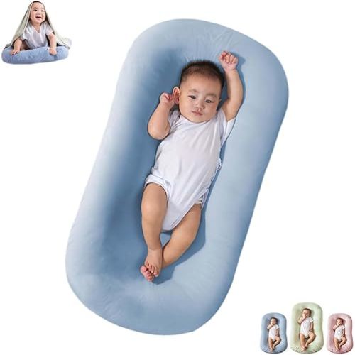 Baby Lounger, Baby Lounger Pillow for Newborn, Infant Lounger for Baby Rest and Activity (Blue)