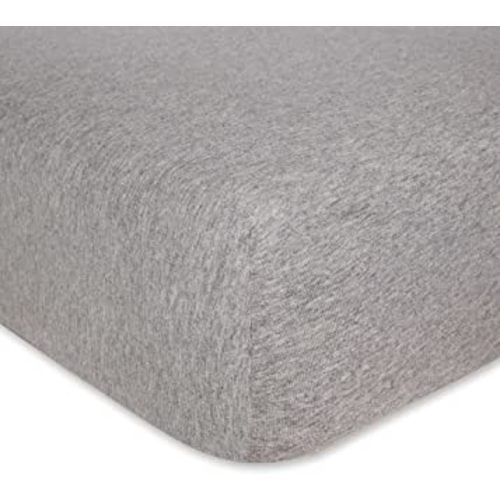 Burts Bees Baby Solid Fitted Crib Sheet Organic Cotton BEESNUG - Heather Grey, Fits Unisex Standard Bed and Toddler Mattress, Infant Essentials, 28 x 52 x 5.5 Inch 1-Pack