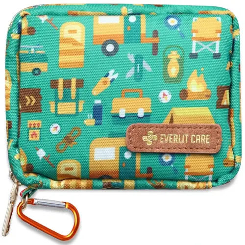 EVERLIT Mini Rescue Pack | 105 Medical Essentials Organized in Portable Storage Bag | Pocket Size Kids First Aid Kit with D Ring | Small Family-Friendly Travel Medical Kit (Camping)