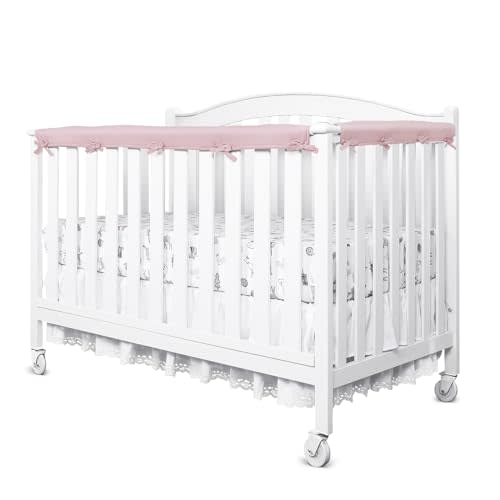 3 PCS Bed RailGuard Cover, Fits 52" x 28" Full-Size Narrow Rail Bed, Soft Anti-Collision Strip Corner Cover in Cotton Fabrics, Protect Baby Teeth and Save Rails, Rail Edge Protector Strip, Pink