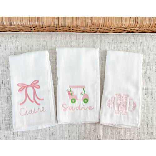 Monogrammed Baby Burp Cloths | Personalized Burp Cloths | Baby Shower Gift | Baby Girl Burp Cloths | Embroidered Baby Burp Cloths
