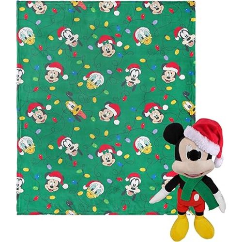 Northwest Character Hugger Pillow & Silk Touch Throw Blanket Set, 40" x 50", Mickey Mouse Jolly Buddies