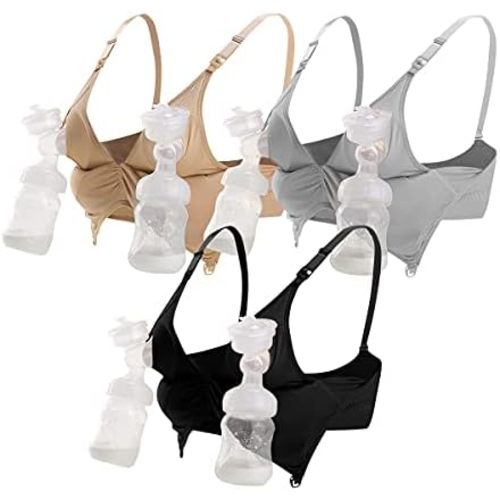 iloveSIA Nursing Bras for Mom Breastfeeding, Seamless Supportive Sleep Bra for Maternity Postpartum S-2XL 3Pack