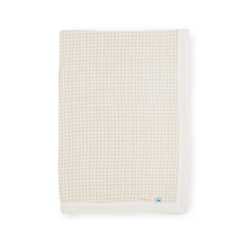 Cotton Muslin Baby Quilt - Tan Gingham