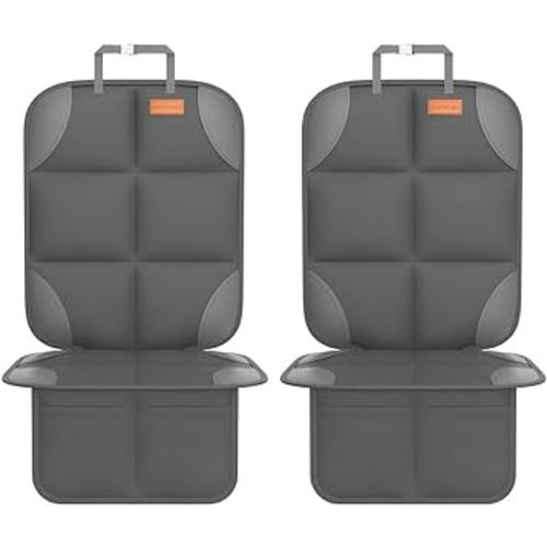 Car Seat Protector for Child Car Seat - Waterproof 600D Fabric Baby Seat Protectors for Non-Slip Backing Mesh Pockets for Baby and Pet, Easy Storage(Dark Gray)