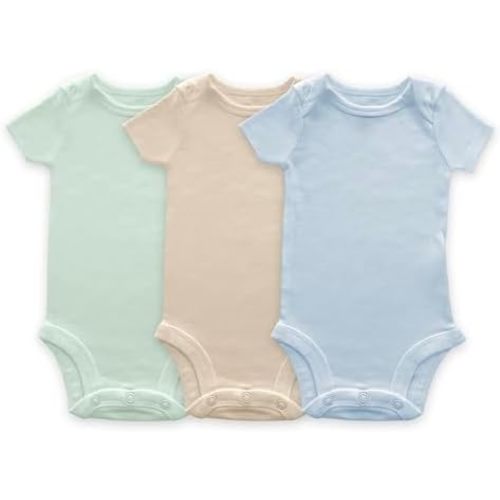 SwaddleDesigns Organic Cotton Baby Bodysuit 3 Pack for Infant Boy or Girl,