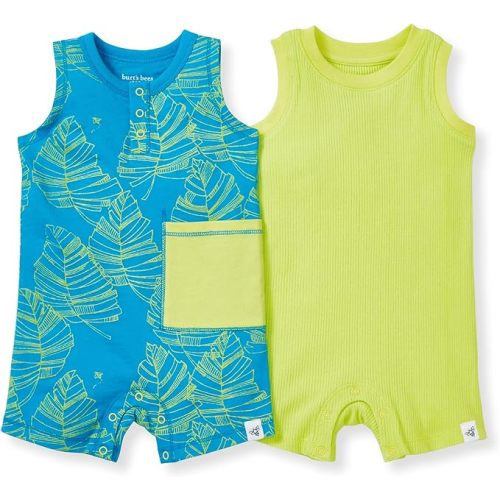 Burt's Bees Baby Baby Boys Short Sleeve Rompers, 100% Organic Cotton One-Piece Coverall and Layette Set
