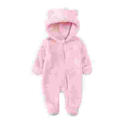SnnmBlm Newborn Baby Fleece Footie Snowsuit Winter Onesie Cartoon Bear Warm Hooded Outfit for Girls Boys Light pink XL