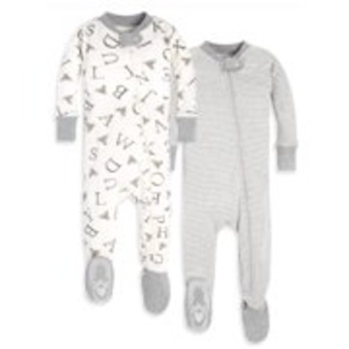 Burt's Bees Baby Organic Cotton One-Piece Zip-Up Footed Sleeper Pajamas, 2-Pack