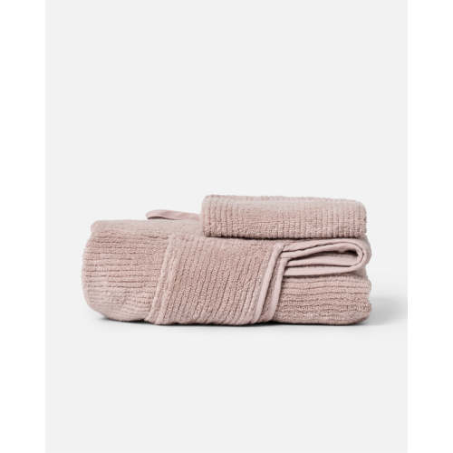 The Ribbed Hooded Towel + Bath Mitt - Rose