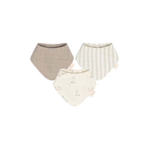 CRANE BABY Avery 3-Pack Cotton Muslin Bandana Bibs, Ivory