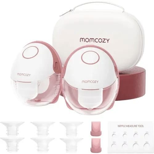 Momcozy Breast Pump Hands Free Mobile Style | M6, Wearable Breastfeeding Pump Ideal Rhythm for More Milk, DoubleFit Flange More Fit & Discreet with 3 Modes & 9 Levels, 24mm - 2 Pack Cozy Red