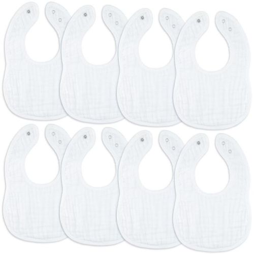 Muslin Cotton Baby Bibs, 8 Pack, Adjustable Size With Easy Snaps, Soft And Super Absorbent, Washable And Reusable By Comfy Cubs - Multicolor