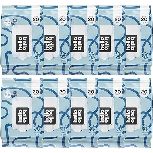 Hello Bello Premium Fragrance-Free Travel Size Baby Wipes, with Chamomile & Aloe Extracts for Sensitive Skin - 1 Resealable Pack : 20 Total Wipes (Pack of 10)