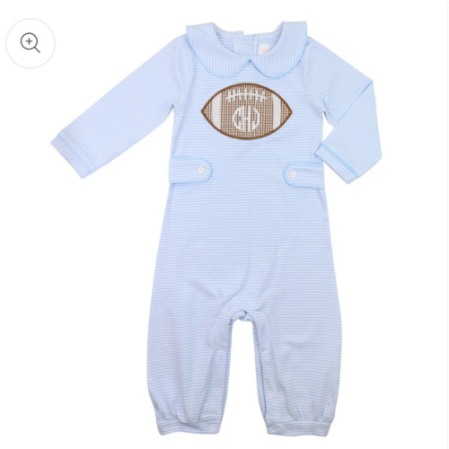 Blue Stripe Knit Applique Football Long Romper – Cecil & Lou
